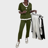 Kristýna - Dames Casual Set met Top en Broek met V-hals