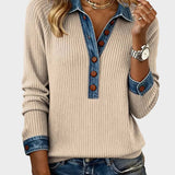 Ravit - Denim geweven blouse met lange mouwen