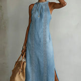 Julia - Retro Kant Denim Jurk