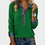 Ravit - Denim geweven blouse met lange mouwen