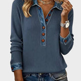 Ravit - Denim geweven blouse met lange mouwen