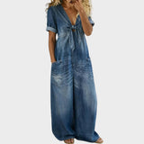 Kowalska - Jumpsuit met Korte Mouwen en V-Hals