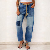 Margaret - Patchwork Trekkoord Jeans