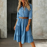 Barbara - Casual Elegante Denim Jurk