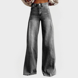 Karolína - Stijlvolle Denim Broek met Brede Pijpen