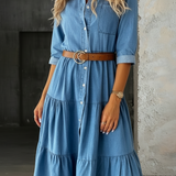 Barbara - Casual Elegante Denim Jurk