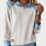 Ravit - Denim geweven blouse met lange mouwen