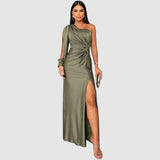 Meda - Elegante maxi jurk met één schouder