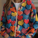 Madeline - Multicolor Hartjes Textuur Breipatroon