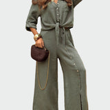 Mia - Dames, moderne, eentonige, tweedelige jumpsuit