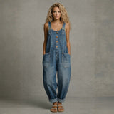 Lejla - Stijlvolle Denim Jumpsuit Met Zakjes
