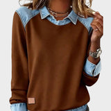 Ravit - Denim geweven blouse met lange mouwen