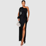 Meda - Elegante maxi jurk met één schouder