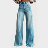 Karolína - Stijlvolle Denim Broek met Brede Pijpen