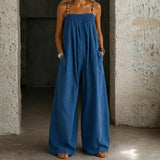 Madison - Denim Wijde-Pijpen Jumpsuit