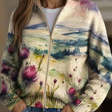 Avery - Schotse Distel Landschap Zip Cardigan