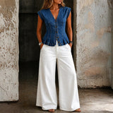 Viera - V-Hals Denim Top