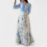 Harper - Glanzende bloemen maxi-jurk