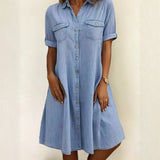 Patricia - Casual Denim Stijl Midi Jurk