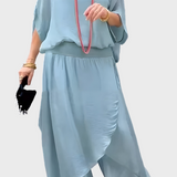Stella - Brede top en broek met uitsnijding – Set van twee delen van chiffon