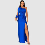 Meda - Elegante maxi jurk met één schouder
