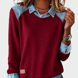 Ravit - Denim geweven blouse met lange mouwen