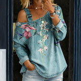 Carla - Denim Top met Ontblote Schouders