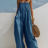 Madison - Denim Wijde-Pijpen Jumpsuit