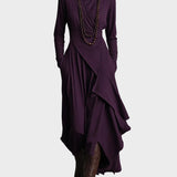 Teresa - Asymmetrische gebreide maxi-jurk met col
