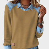 Ravit - Denim geweven blouse met lange mouwen
