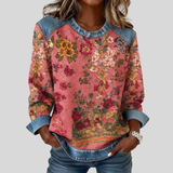 Flora | Sweatshirt met bloemenprint en contrasterende details