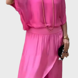 Stella - Brede top en broek met uitsnijding – Set van twee delen van chiffon