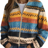 Jenna - Multicolor Zigzag Gestreepte Gebreide Cardigan