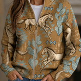 Kaitlyn - Desert Horse en Cactus Zip Cardigan