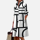 Midi-jurk met geometrisch patroon