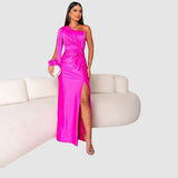 Meda - Elegante maxi jurk met één schouder