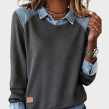 Ravit - Denim geweven blouse met lange mouwen