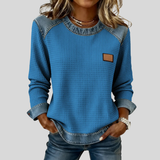 Hetty | Patchwork sweatshirt met wafelstructuur