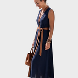 Lidia - Midi-jurk met Contrasterend Detail
