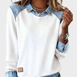 Ravit - Denim geweven blouse met lange mouwen