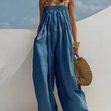 Madison - Denim Wijde-Pijpen Jumpsuit