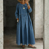 Clara - Denim Jurk met Peter Pan Kraag