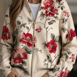 Penelope - Vintage Rozenprint Zip Cardigan