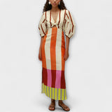 Kaya - Maxi jurk met decolleté en ballonmouwen
