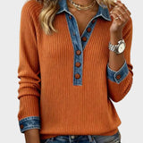 Ravit - Denim geweven blouse met lange mouwen