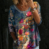 Sandra - Vintage Bloemen Denim Blouse