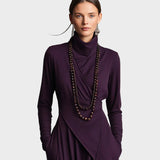 Teresa - Asymmetrische gebreide maxi-jurk met col