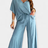 Veronika - Losse set met brede broek en luchtige blouse