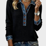 Ravit - Denim geweven blouse met lange mouwen
