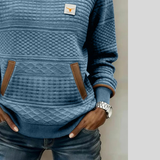 Mies | Gestructureerd colour-block sweatshirt met ronde hals